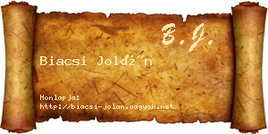 Biacsi Jolán névjegykártya