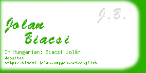 jolan biacsi business card